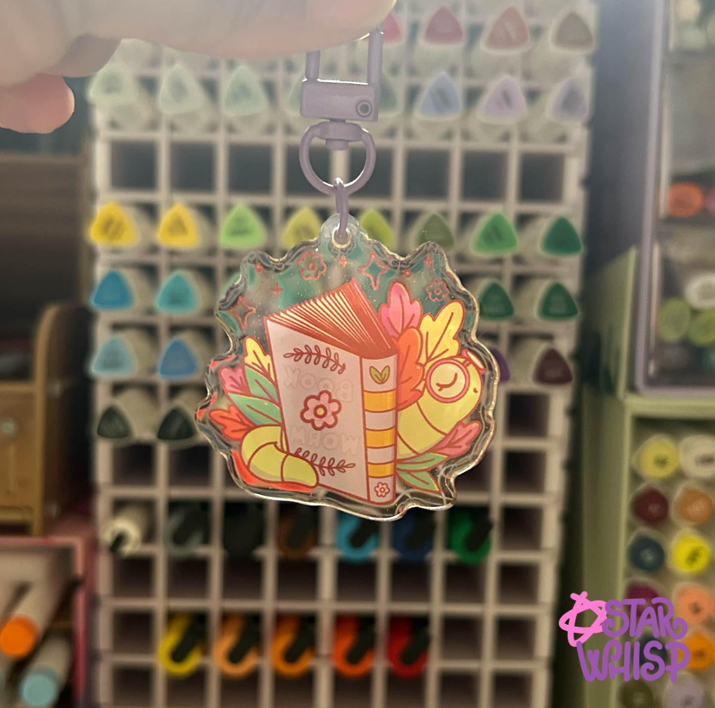 Bookworm Glitter Keychain