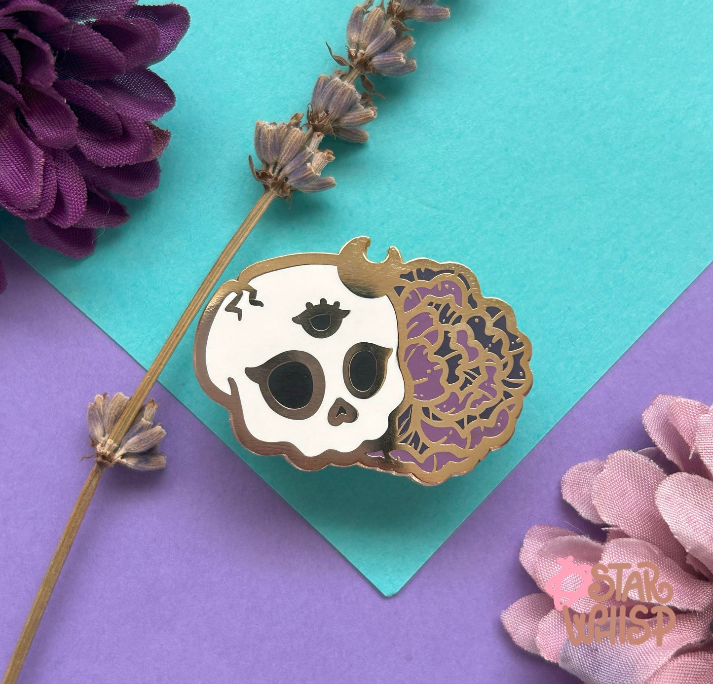 Immortelle Moon Skull Enamel Pin, Lapel Pin, Brooch