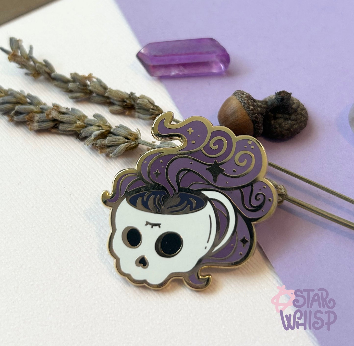 Skull Latte Enamel Pin, Lapel Pin, Brooch