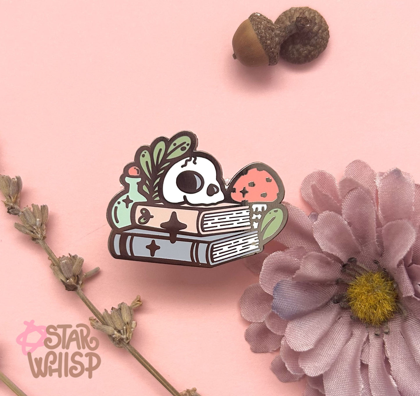 Books with Skull Enamel Pin, Skull Pin, Book Enamel Pin