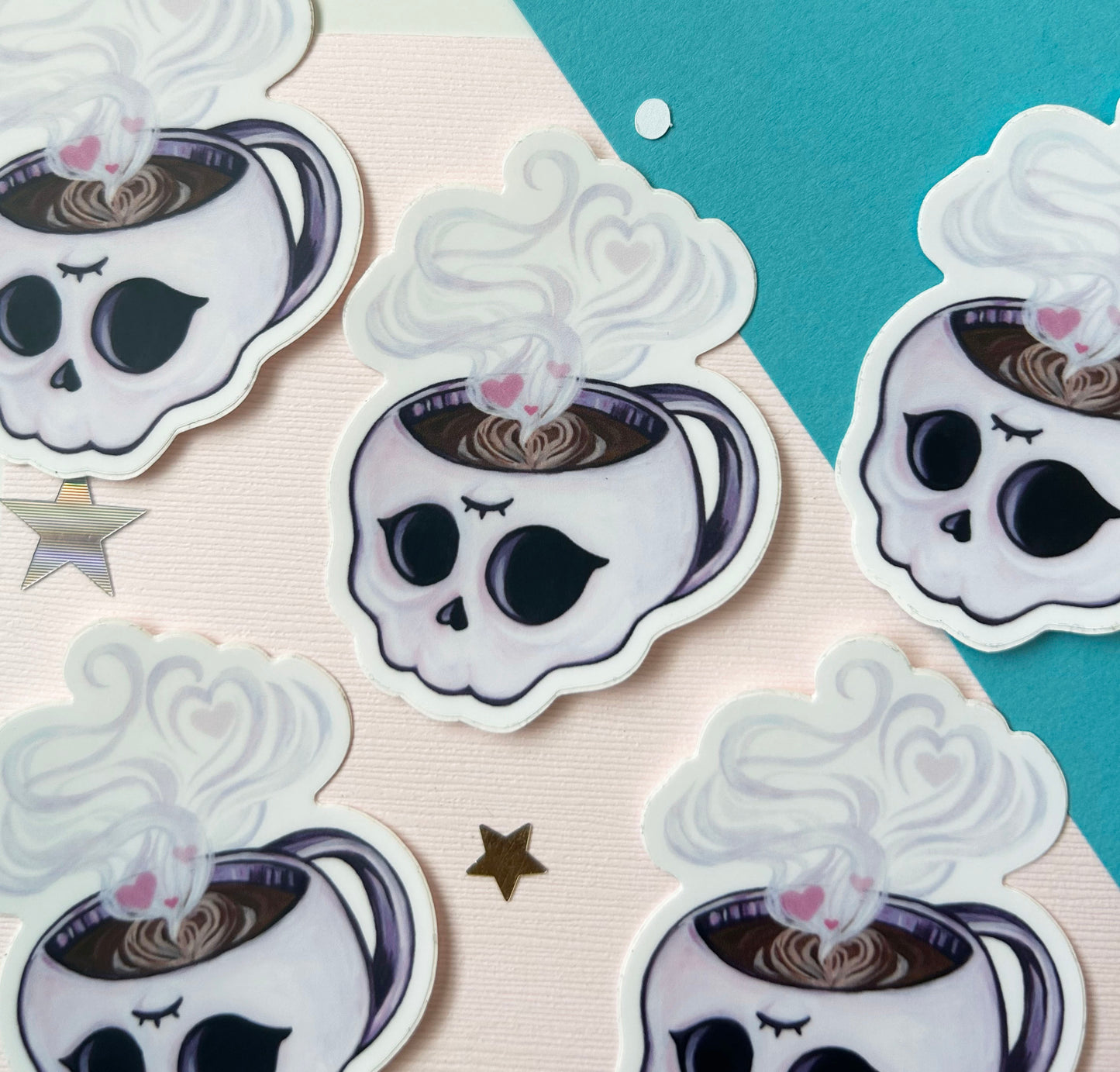 Skull Latte Vinyl Sticker