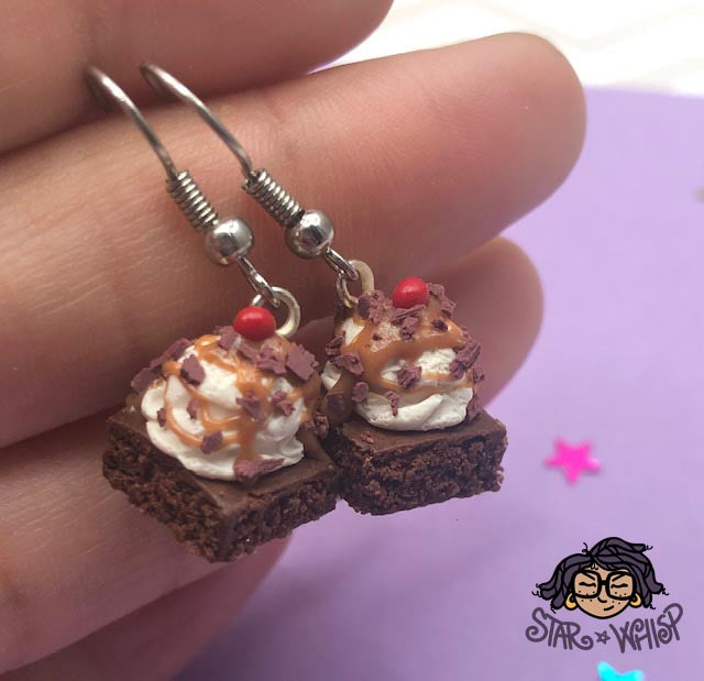 Brownie Sundae with Sprinkles or Chocolate Chunks Dangle Earrings