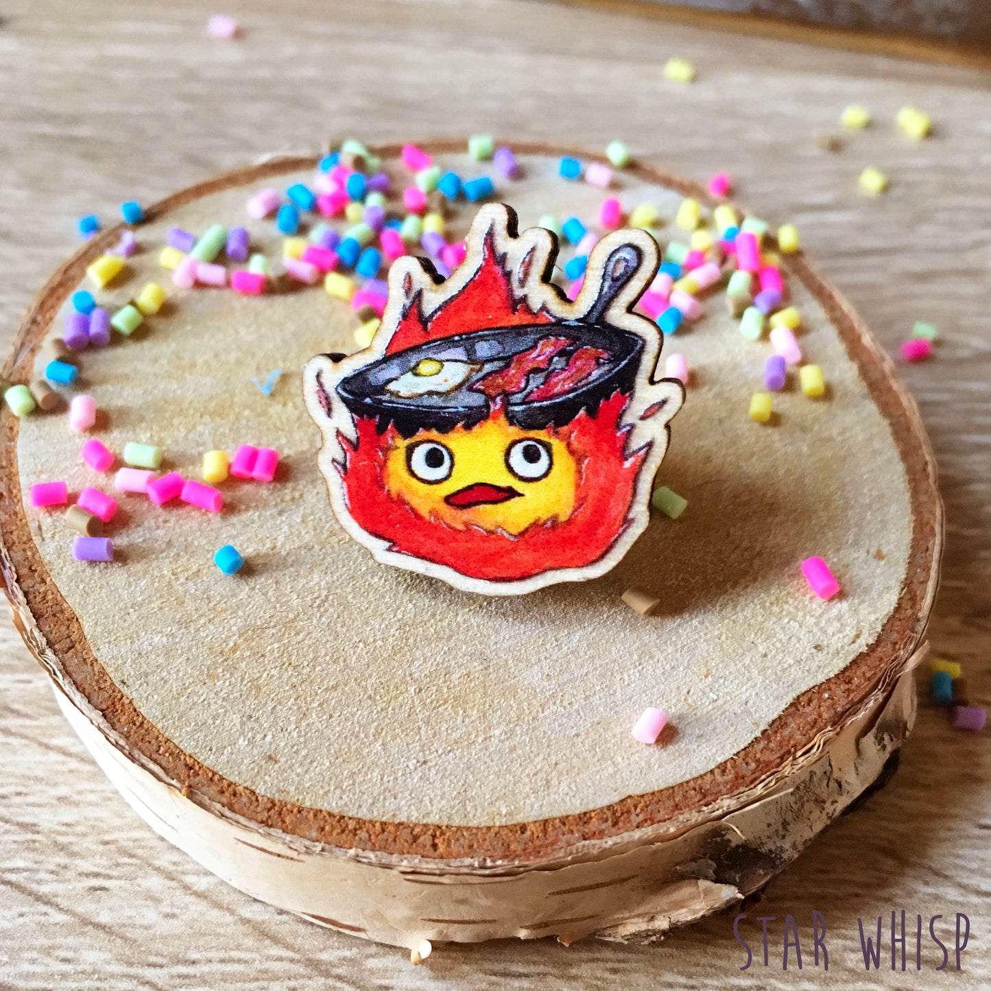 Wooden Calcifer Pin