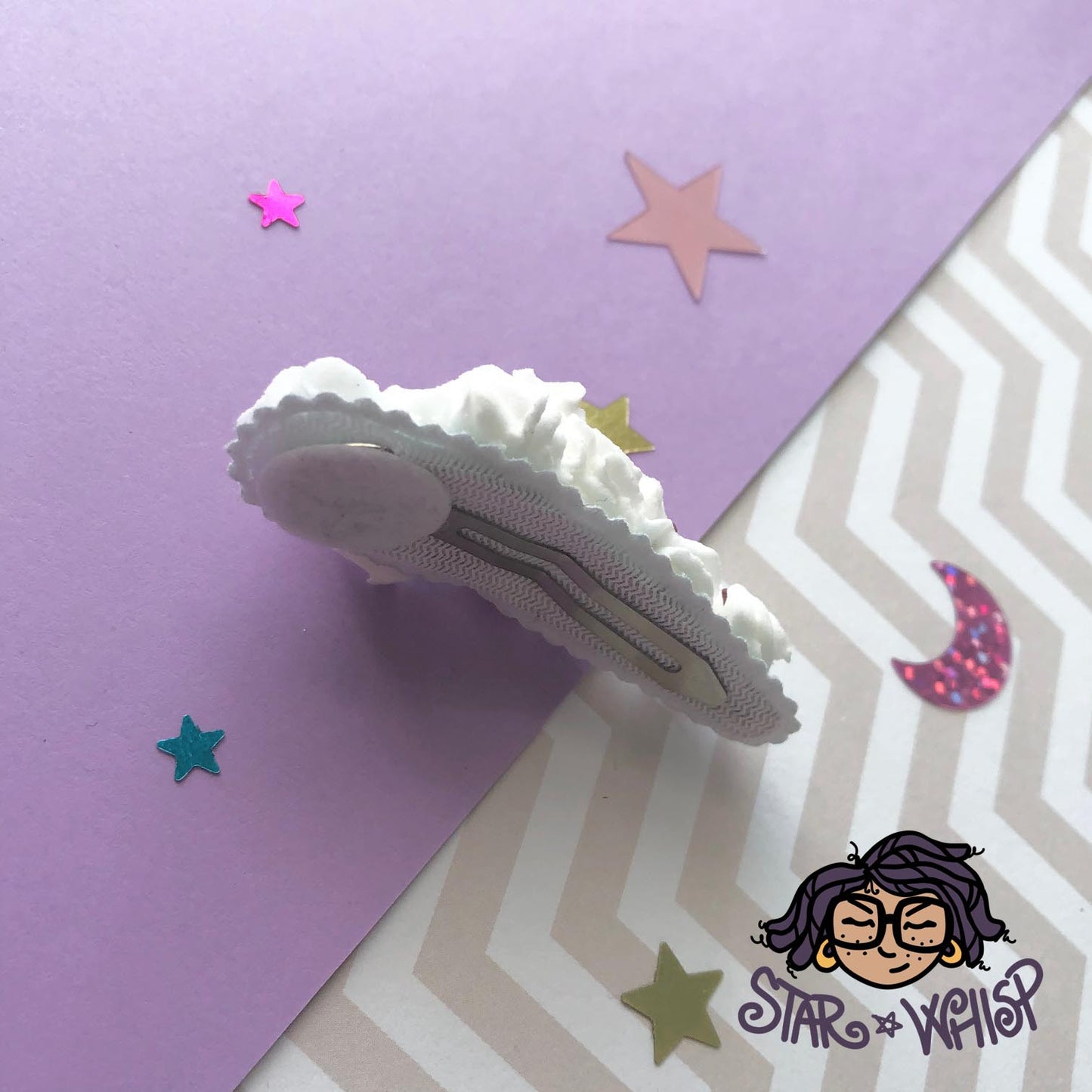 Cookies and Cream Fabric Hair Clip, Hair Bow