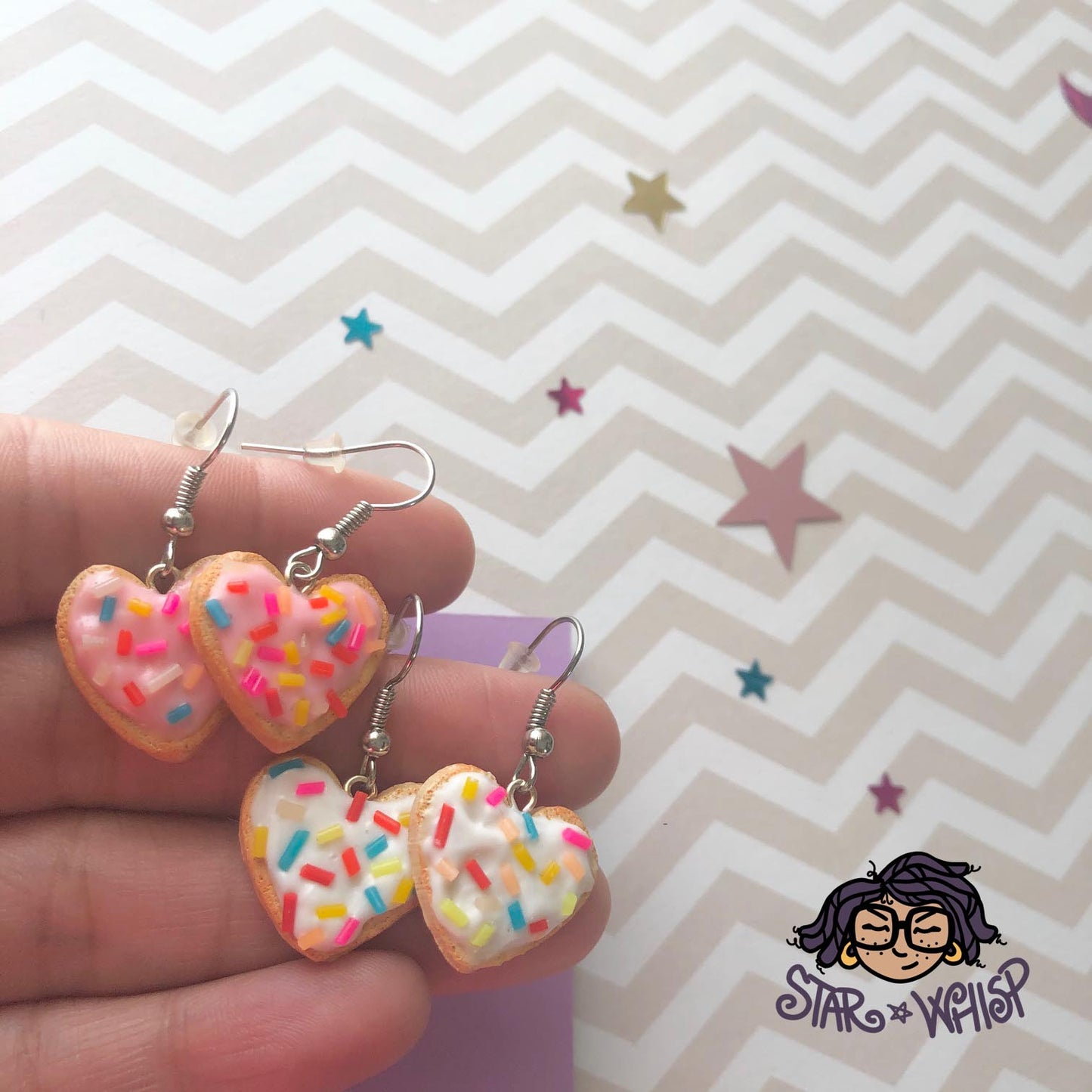 Heart Cookie Dangle Earrings