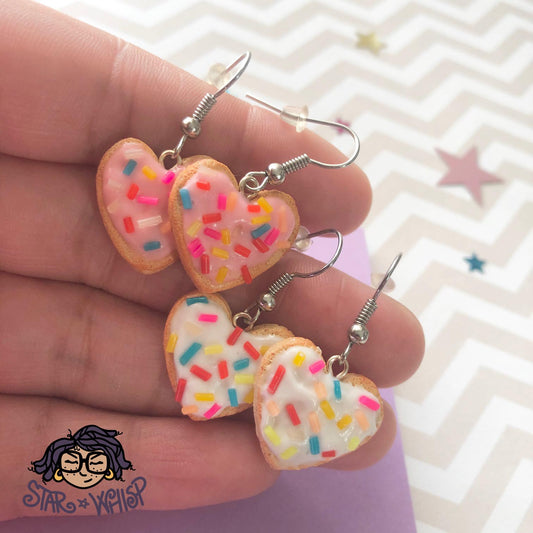 Heart Cookie Dangle Earrings