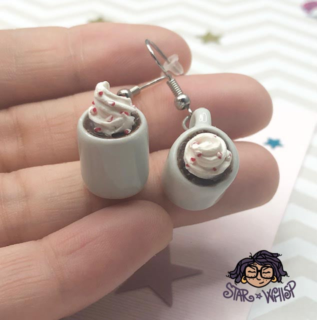 Hot Cocoa, Hot Chocolate Dangle Earrings