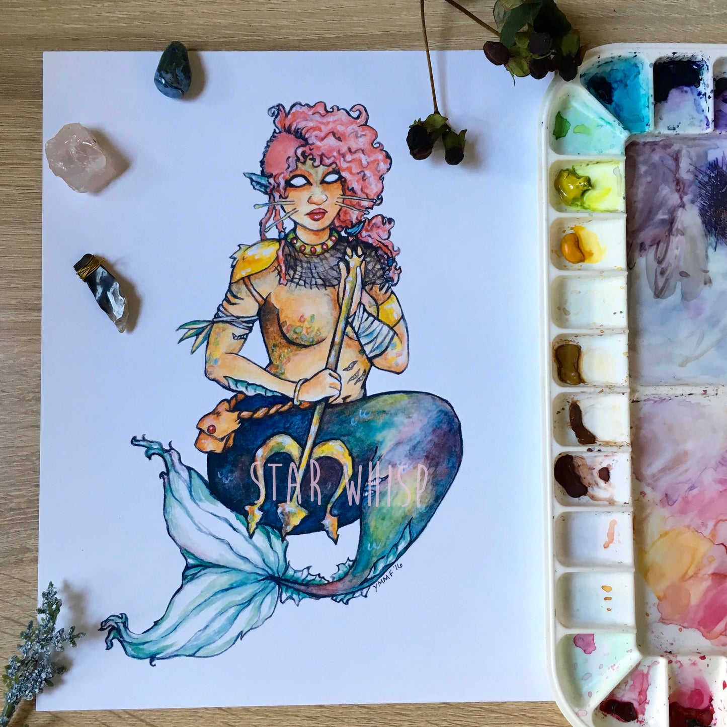 Warrior Merbabe Mermaid 8 x 10 Art Print