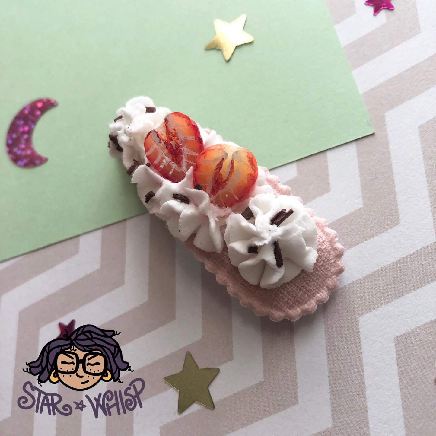 Strawberry Slices and Cream Fabric Hair Clip, Hair Bow