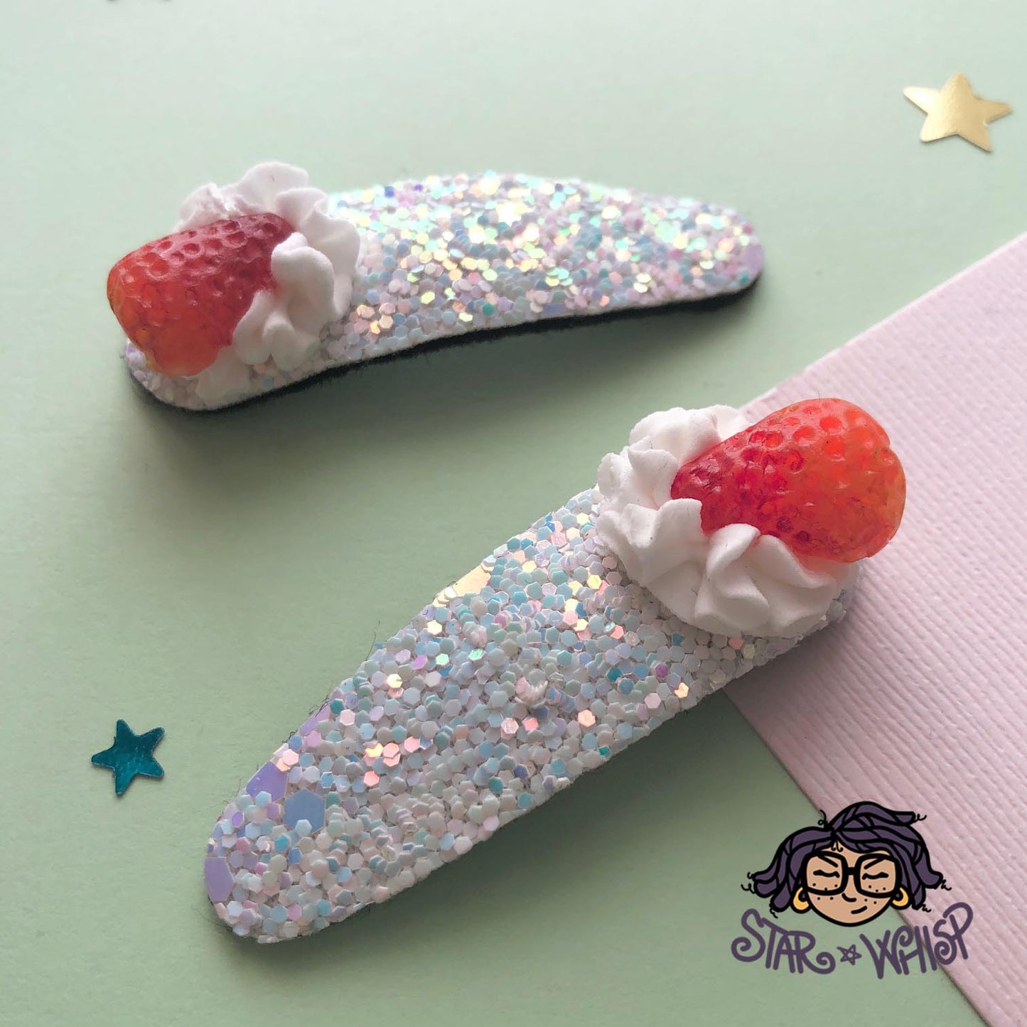 Strawberry Twilight Hair Clip, Hair Bow (Pair)