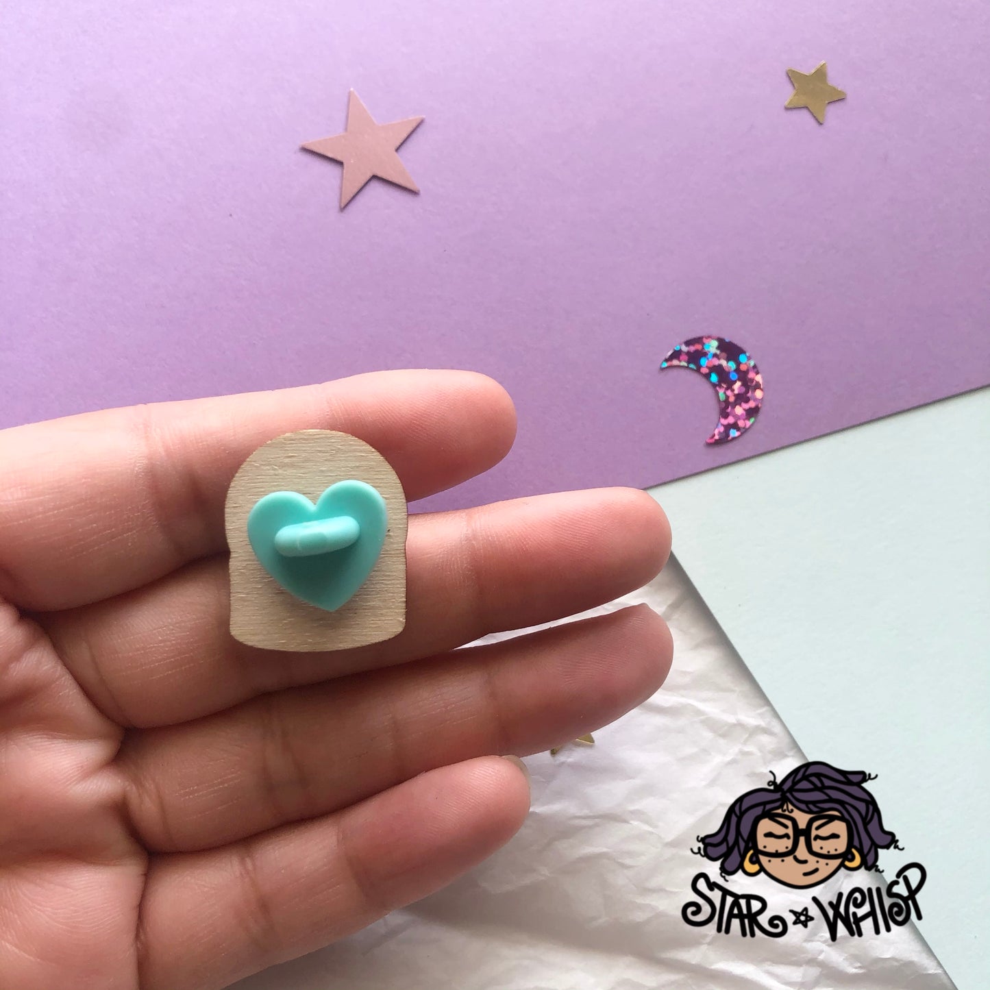 Galaxy Globe Wooden Pin, Brooch