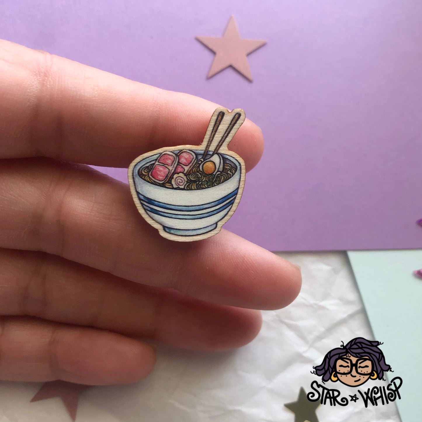 Ramen Bowl Wooden Pin, Brooch