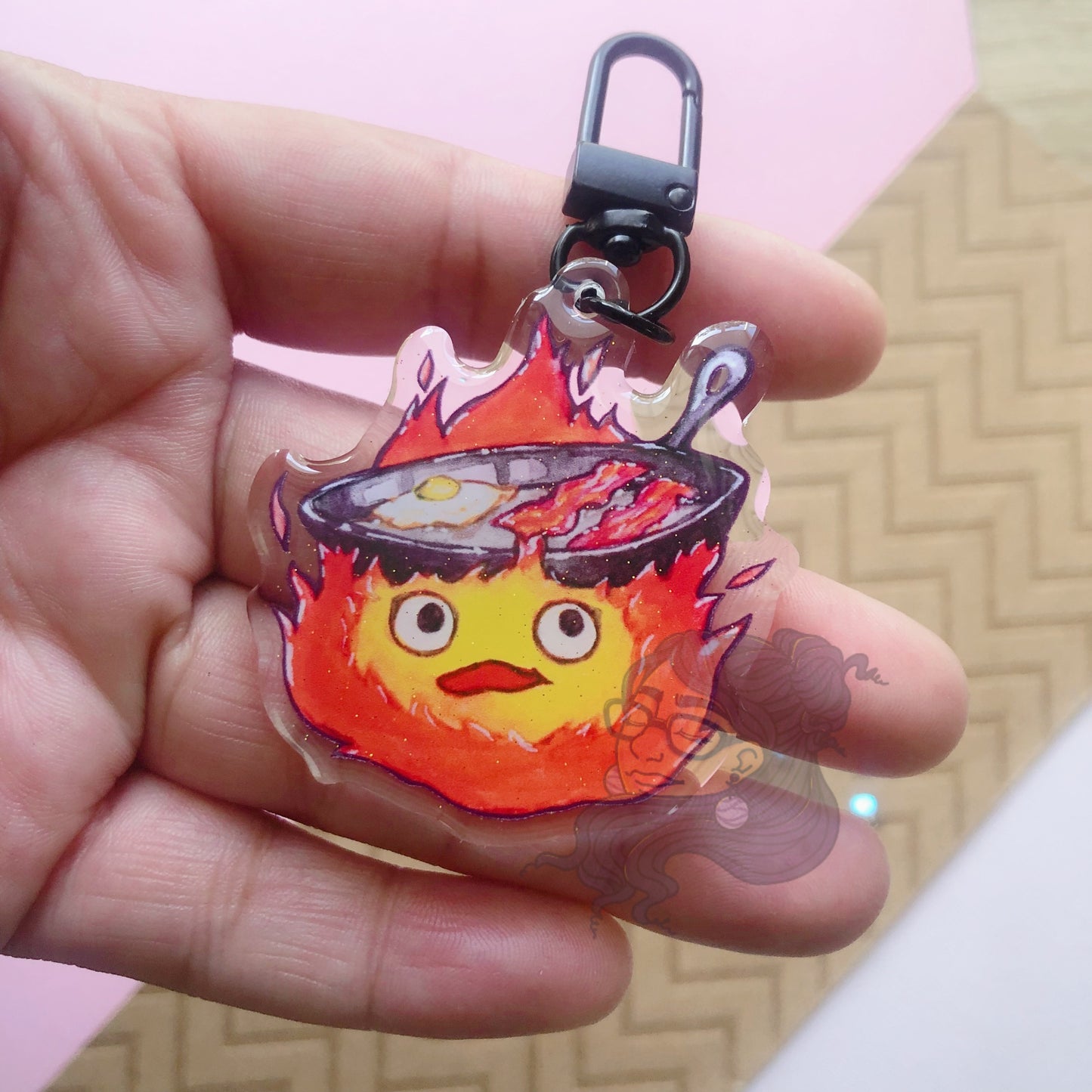 Fire Sprite Glitter Keychain