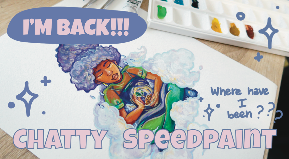 Load video: Video by Yvonne Frederick of her painting a celestial lady with galaxy hair.