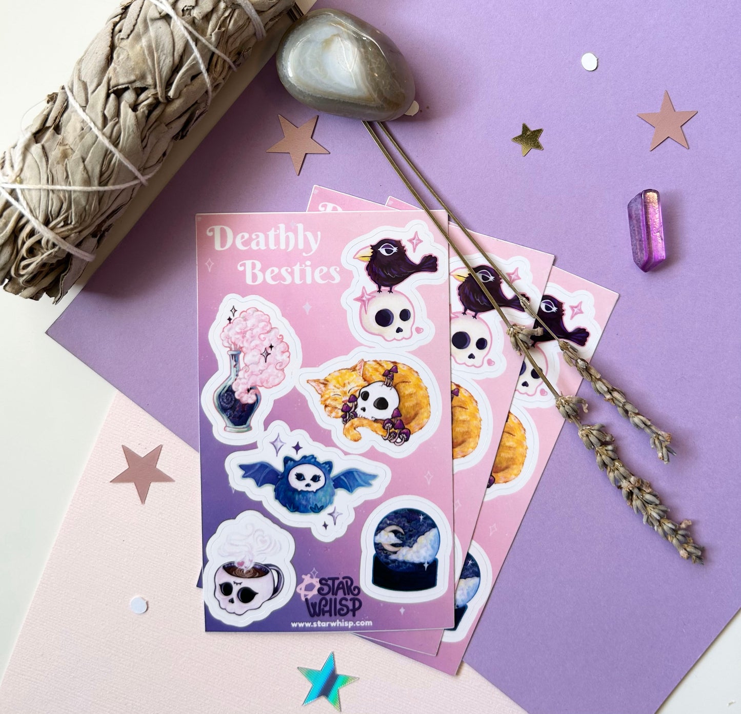 Deathly Besties Spooky Cute Sticker Sheet, Planner Stickers, Journal Stickers