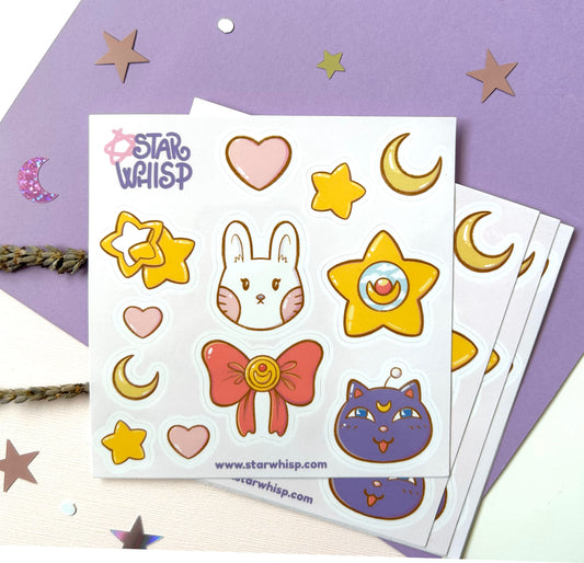 Magical Girl Bunny Sticker Sheet, Planner Stickers, Journal Stickers