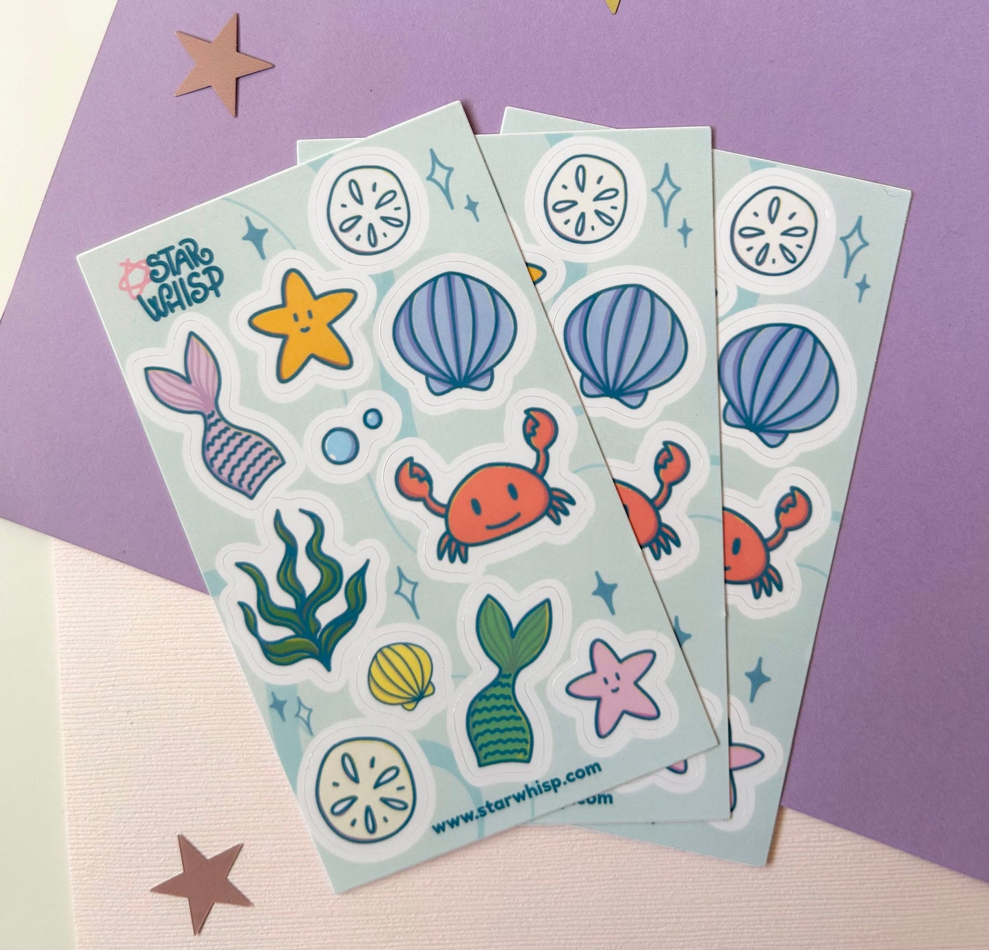 Mermaid Tails and Sea Friends Sticker Sheet, Planner Stickers, Journal Stickers