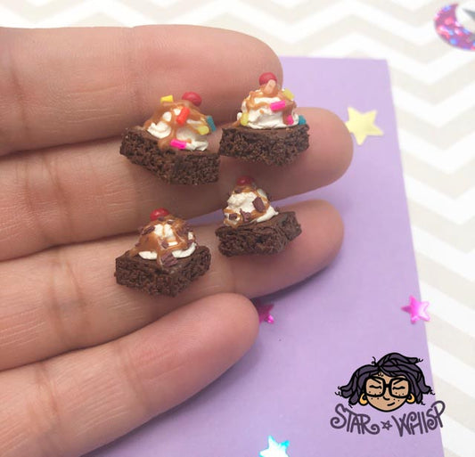 Brownie Sundae with Sprinkles or Chocolate Chunks Post Earrings