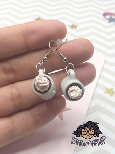 Hot Cocoa, Hot Chocolate Dangle Earrings