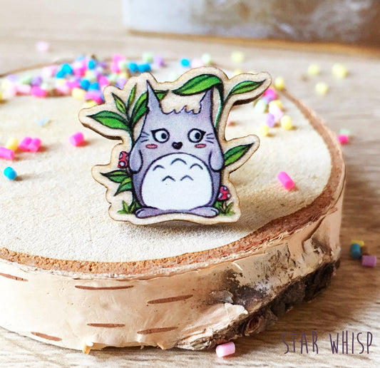 Wooden Totoro Pin