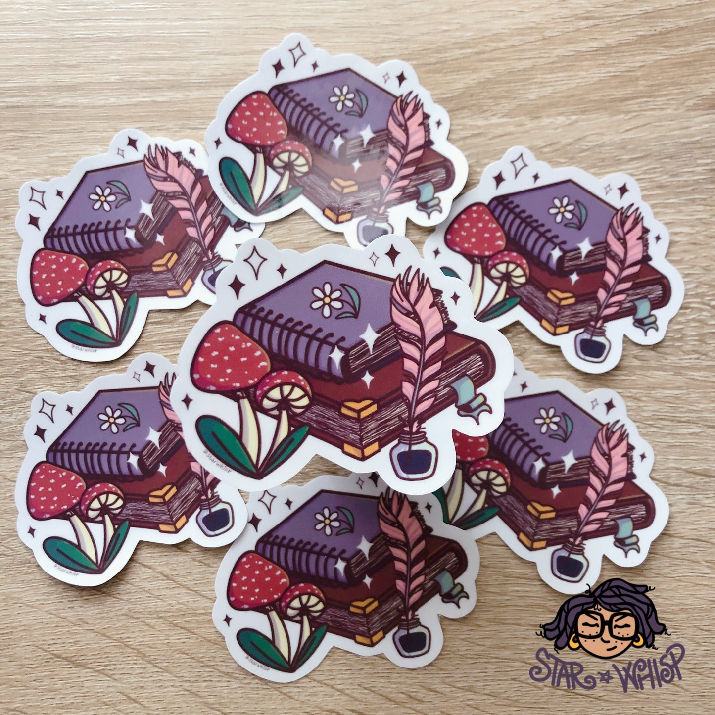 Cottage-core Books with Ink  Vinyl Sticker
