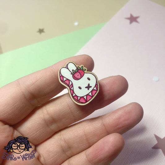 Strawberry Bunny Wooden Pin