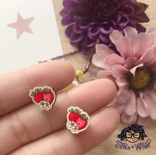Strawberry Wooden Post Earrings