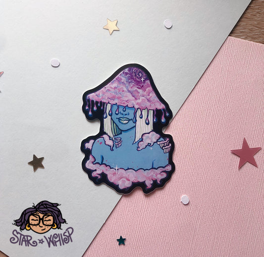 Inky Cap Mushroom Girl Vinyl Sticker