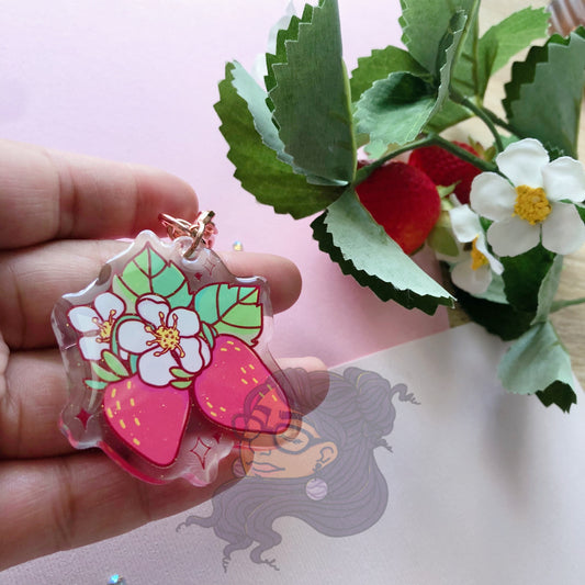 Strawberry Glitter Keychain