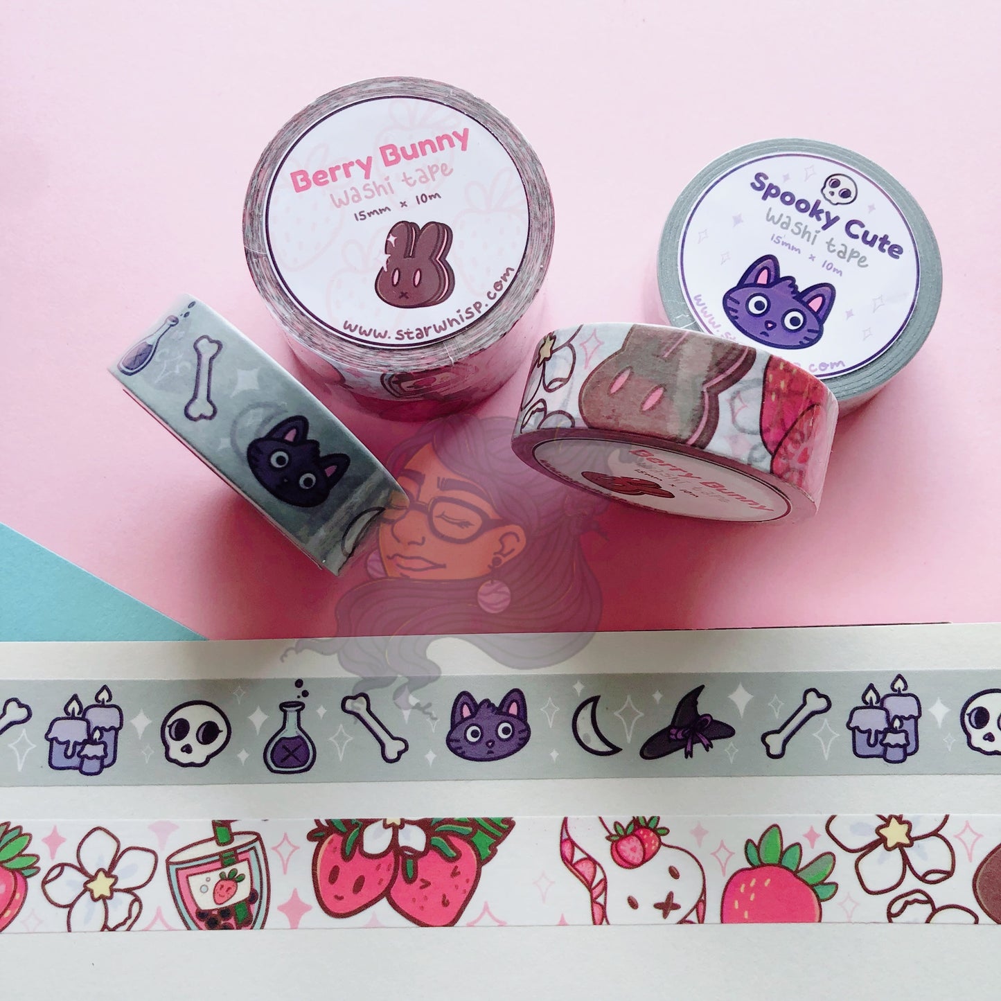 Washi Tape, Cottage-core Washi Tape, Berry Bunny Washi Tape