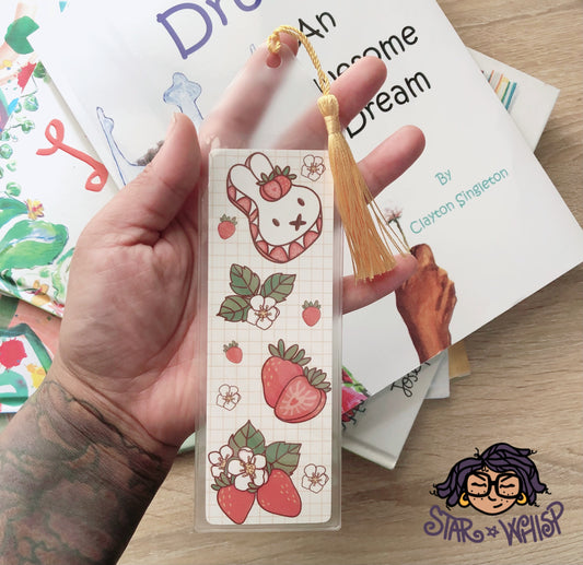 Strawberry Bunny Bookmark with Tassel