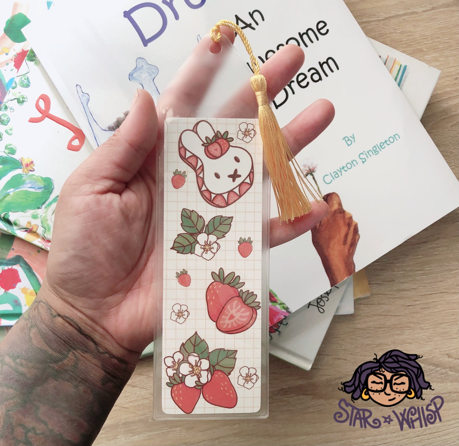 Strawberry Bunny Bookmark with Tassel – Star Whisp